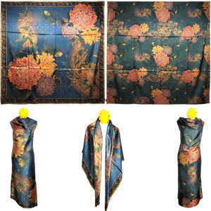 NWT Double Sided Silk Scarf 53"x53" Large Square Shawl Wrap XiangYunSha 36161